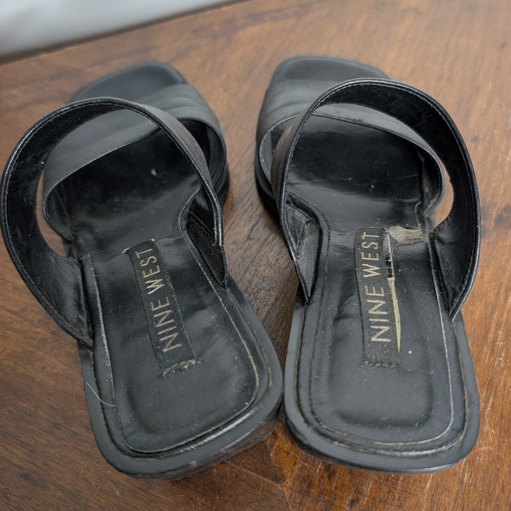 Nine West Women's 8 Black Chunky Strappy‎ Mule Heel Sandals - Picture 5 of 8